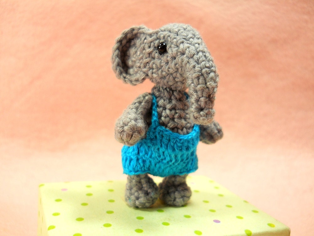 Mini Elephant Boy - Tiny Crochet Elephant Stuffed Animal - Made To Order