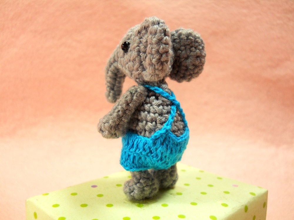 Mini Elephant Boy - Tiny Crochet Elephant Stuffed Animal - Made To Order