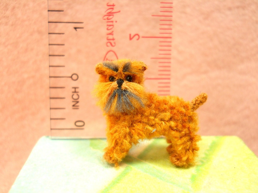 Brown Brussels Griffon - Tiny Crochet Mini Amigurumi Dog Stuff Animal - Made To Order