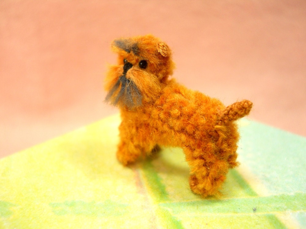 Brown Brussels Griffon - Tiny Crochet Mini Amigurumi Dog Stuff Animal - Made To Order