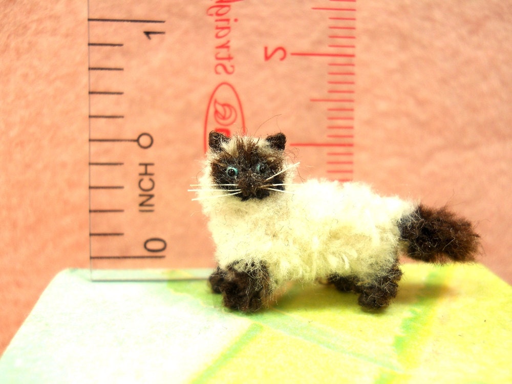 Miniature Himalayan Cat - Micro Crochet Amigurumi Stuffed Animal - Made to Order