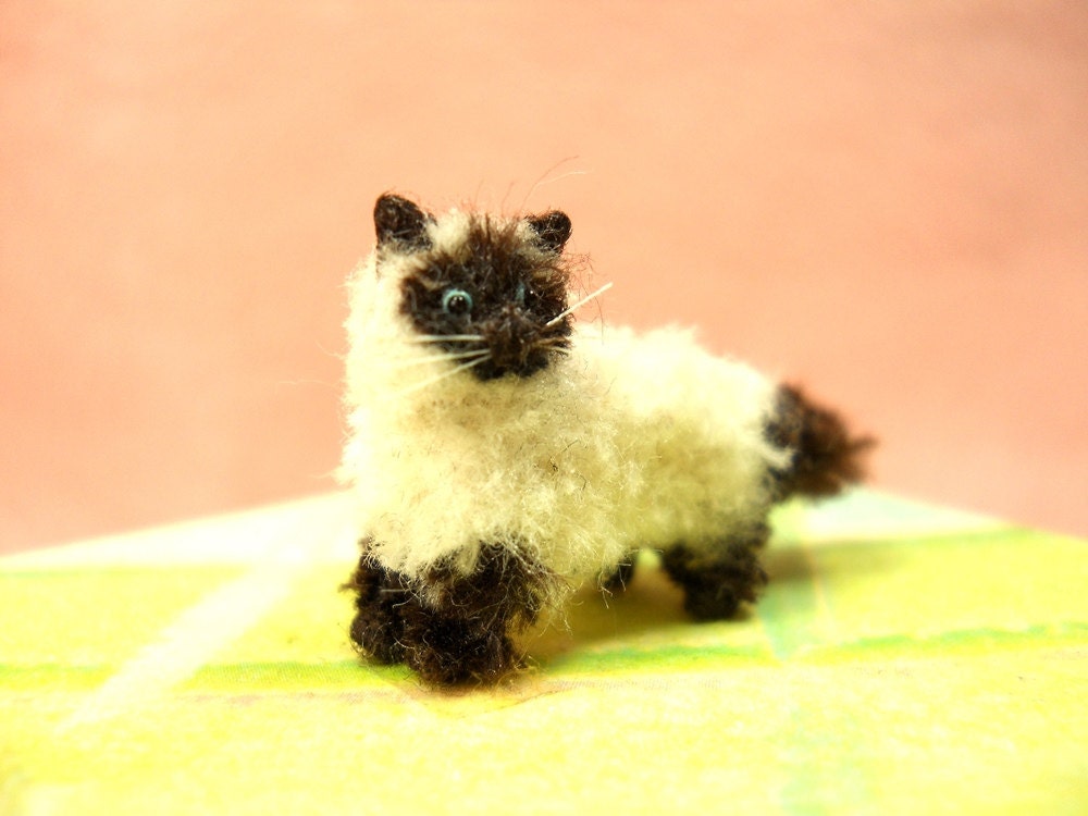 Miniature Himalayan Cat - Micro Crochet Amigurumi Stuffed Animal - Made to Order