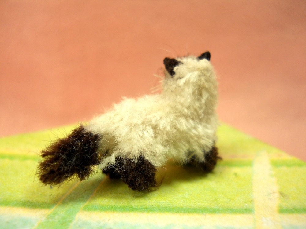 Miniature Himalayan Cat - Micro Crochet Amigurumi Stuffed Animal - Made to Order