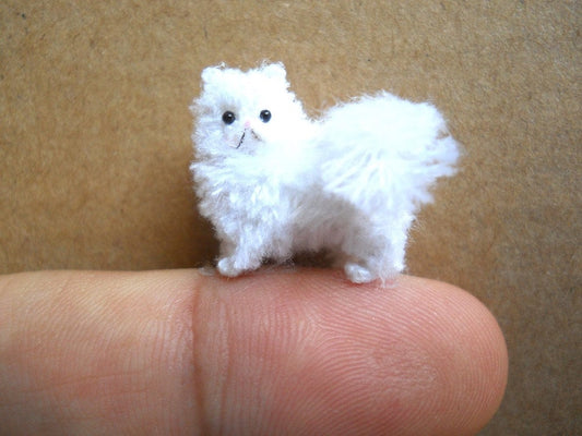 Miniature Persian Cat - Micro Crochet Amigurumi Stuffed Animal - Made to Order