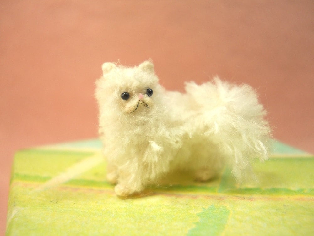 Miniature Persian Cat - Micro Crochet Amigurumi Stuffed Animal - Made to Order