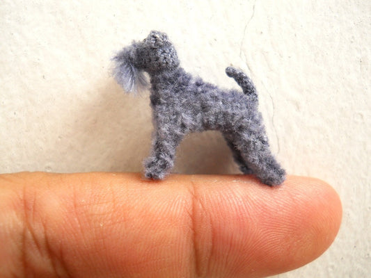 Miniature Kerry Blue Terrier - Tiny Crochet Mini Amigurumi Dog Stuff Animal - Made To Order