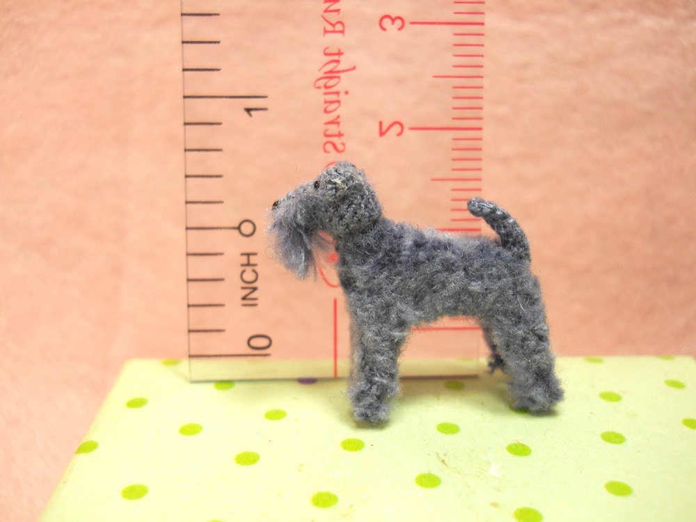 Miniature Kerry Blue Terrier - Tiny Crochet Mini Amigurumi Dog Stuff Animal - Made To Order