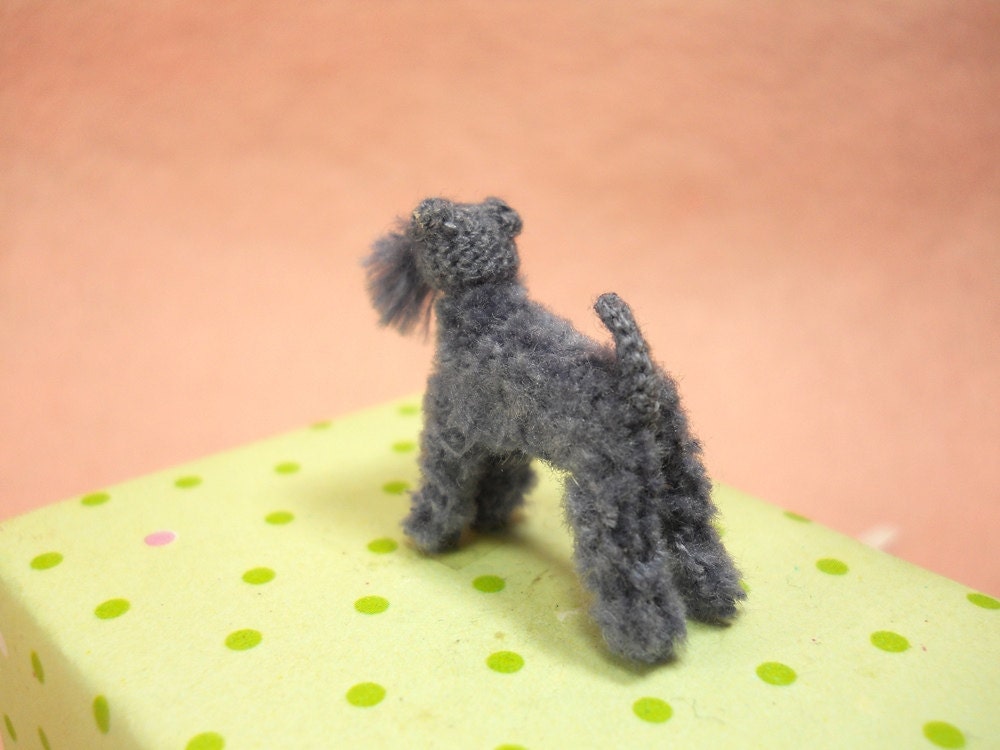 Miniature Kerry Blue Terrier - Tiny Crochet Mini Amigurumi Dog Stuff Animal - Made To Order