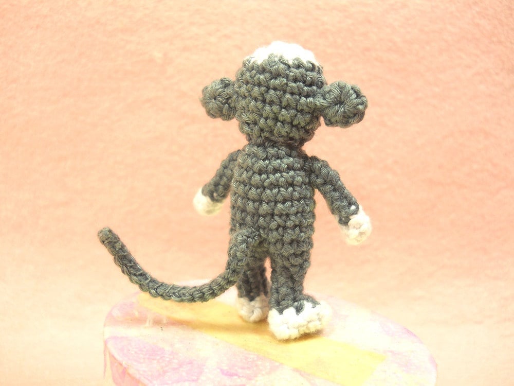 Mini Sock Monkey 2 inches - Amigurumi Crochet Miniature Sock Monkey Stuffed Animal - Made To Order
