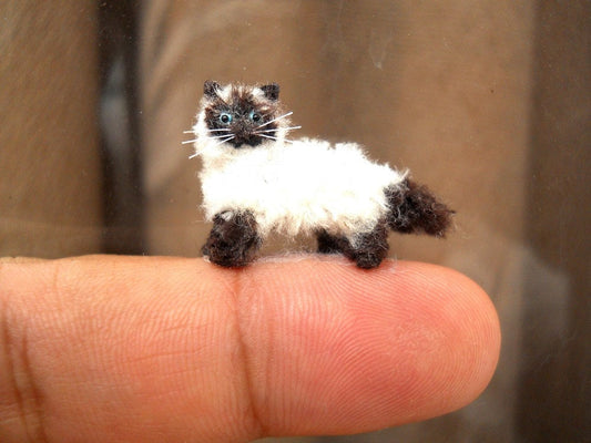 Miniature Himalayan Cat - Micro Crochet Amigurumi Stuffed Animal - Made to Order