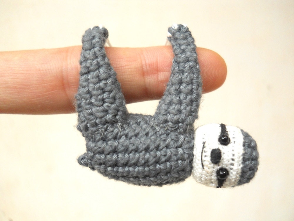 Miniature Crocheted Sloth - Mini Amigurumi Stuffed Animals - Made To Order
