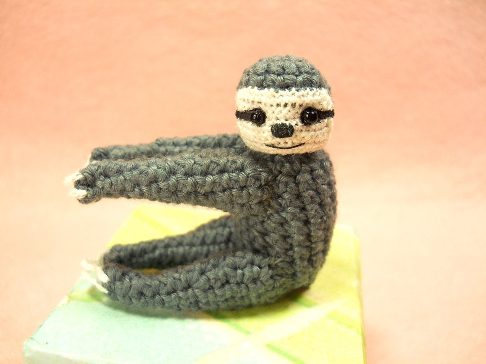 Miniature Crocheted Sloth - Mini Amigurumi Stuffed Animals - Made To Order