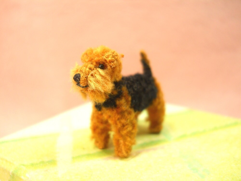 Welsh Terrier - Tiny Crochet Miniature Dog Stuffed Animals - Made To Order