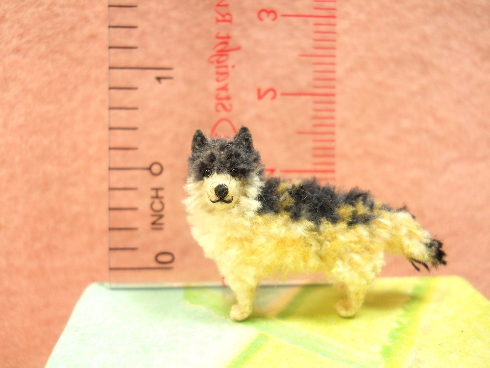 Miniature Crocheted Wolf - Tiny Amigurumi Dog Stuffed Animal - Made To Order