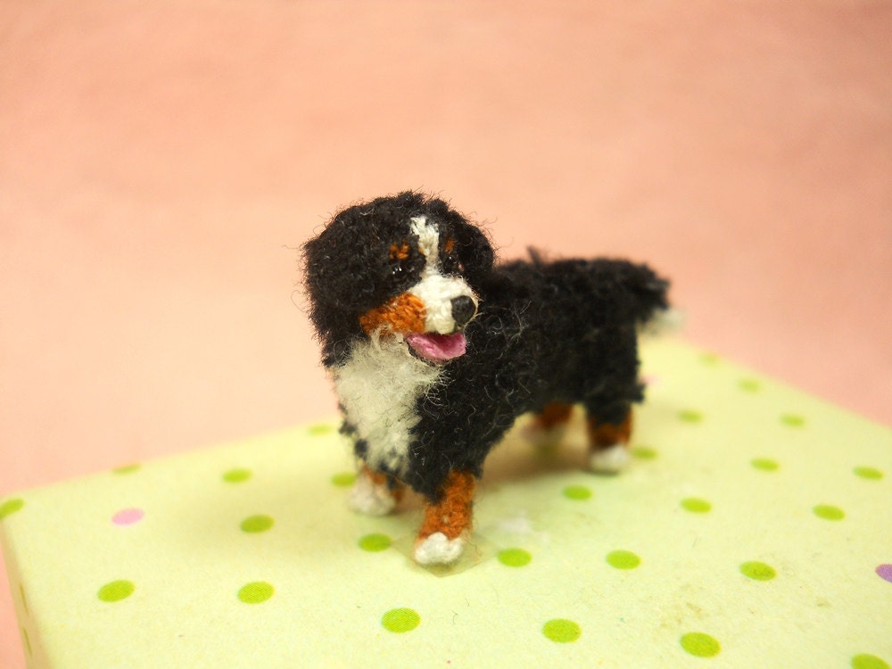 Bernese Mountain Dog - Micro Crochet Miniature Dog Stuffed Animals - Made To Order