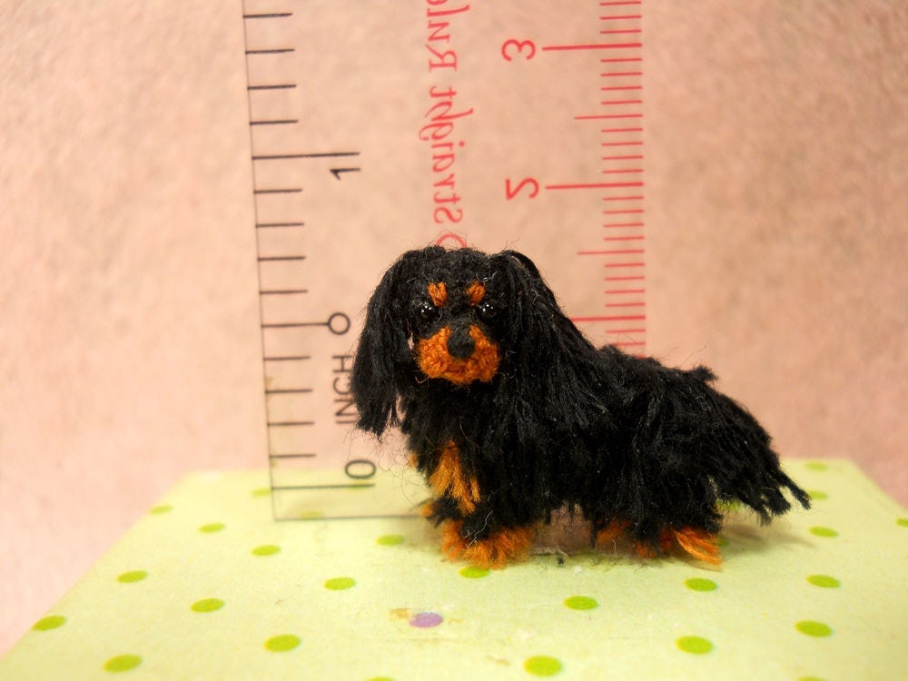 Black Cavalier King Charles Spaniel - Tiny Crochet Miniature Dog Stuffed Animals - Made To Order
