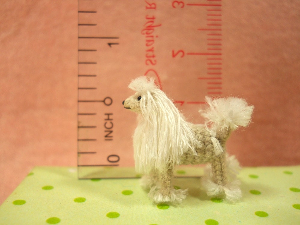 Miniature White Poodle 1 Inch - Tiny Crochet Micro Amigurumi Dog stuff Animal - Made To Order