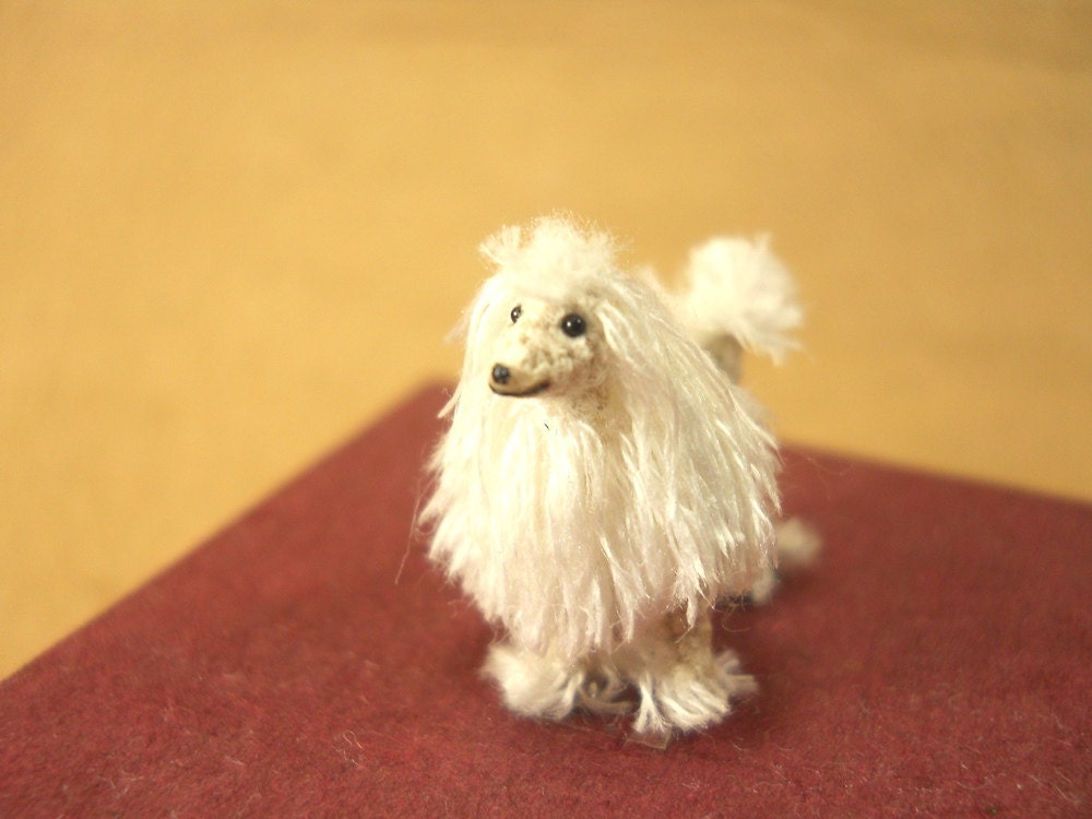 Miniature White Poodle 1 Inch - Tiny Crochet Micro Amigurumi Dog stuff Animal - Made To Order