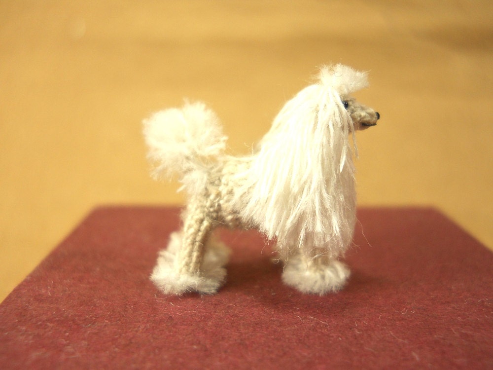 Miniature White Poodle 1 Inch - Tiny Crochet Micro Amigurumi Dog stuff Animal - Made To Order