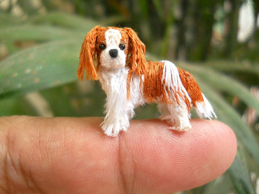 Blenheim-coloured Cavalier King Charles Spaniel - Tiny Crochet Miniature Dog Stuffed Animals - Made To Order