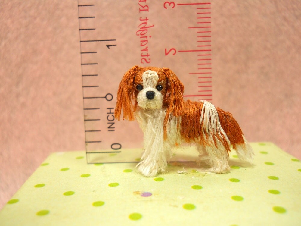 Blenheim-coloured Cavalier King Charles Spaniel - Tiny Crochet Miniature Dog Stuffed Animals - Made To Order