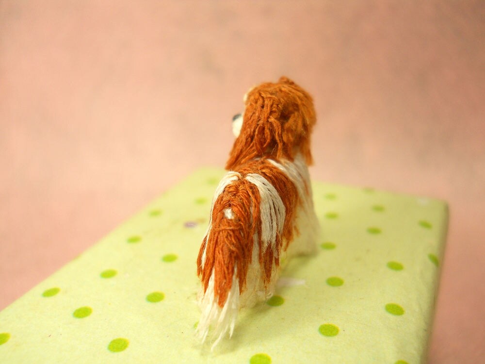 Blenheim-coloured Cavalier King Charles Spaniel - Tiny Crochet Miniature Dog Stuffed Animals - Made To Order