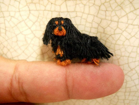 Black Cavalier King Charles Spaniel - Tiny Crochet Miniature Dog Stuffed Animals - Made To Order