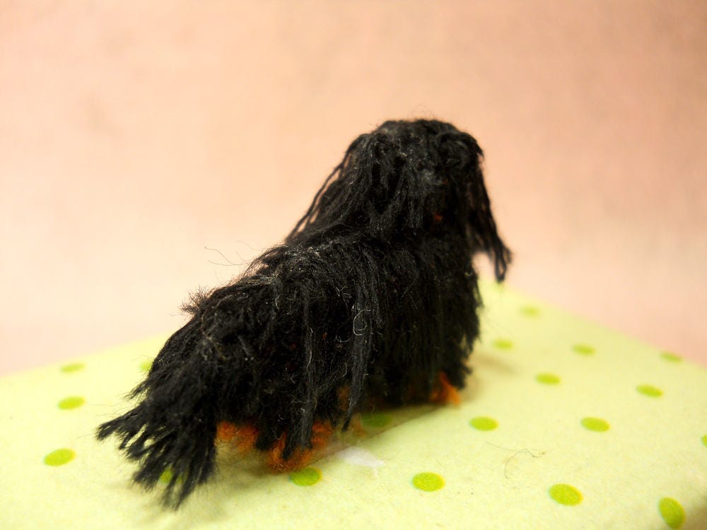 Black Cavalier King Charles Spaniel - Tiny Crochet Miniature Dog Stuffed Animals - Made To Order