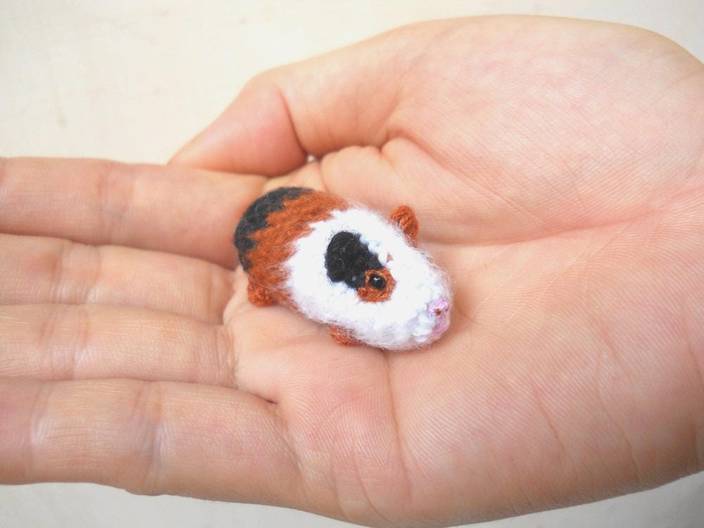 Mini Crocheted Guinea Pig - Miniature Tricolor Guinea Pig Stuffed Animal - Made To Order