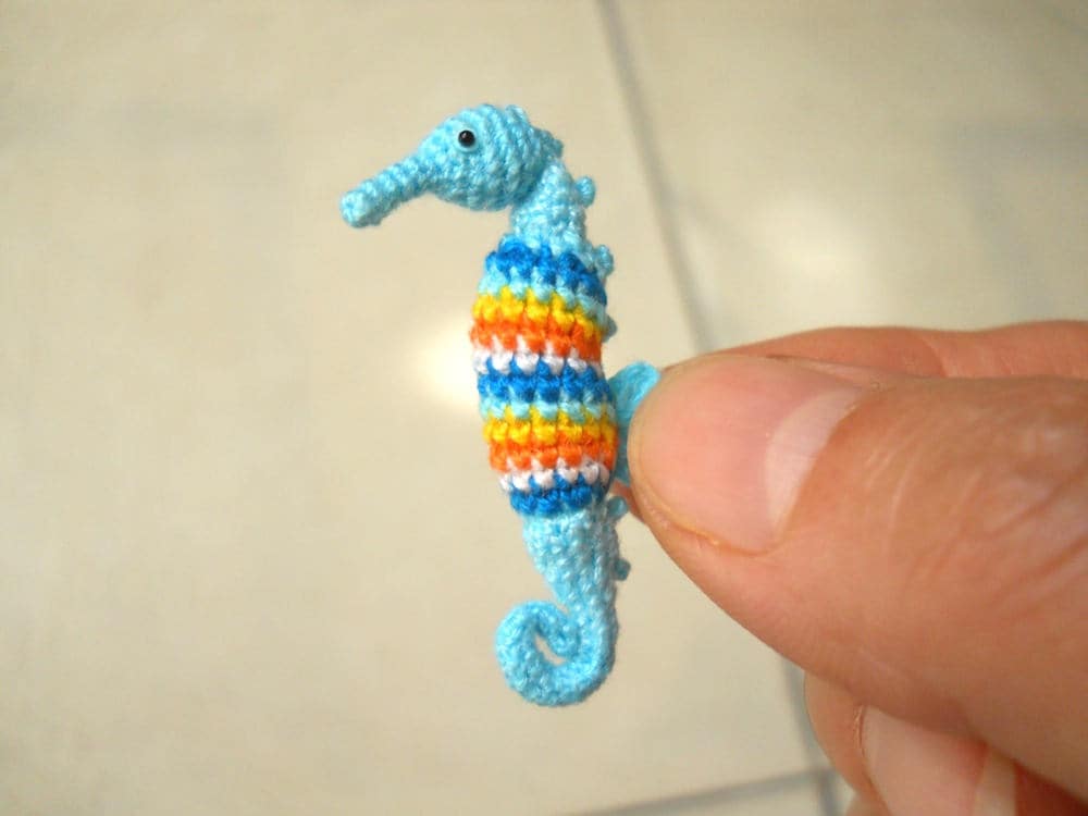 Rainbow Seahorses - Miniature Crochet Amigurumi Stuffed Animals - Made To Order