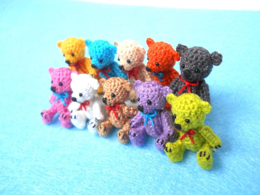 Micro Bear 1 Inch - Miniature Teddy Bear, Amigurumi Crocheted Bear - Made To Order