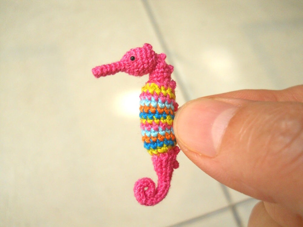 Rainbow Seahorses - Miniature Crochet Amigurumi Stuffed Animals - Made To Order
