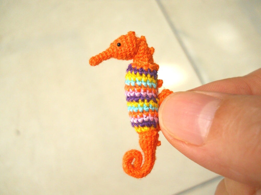Rainbow Seahorses - Miniature Crochet Amigurumi Stuffed Animals - Made To Order