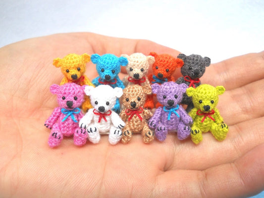 Micro Bear 1 Inch - Miniature Teddy Bear,  Amigurumi Crocheted Bear - Made To Order