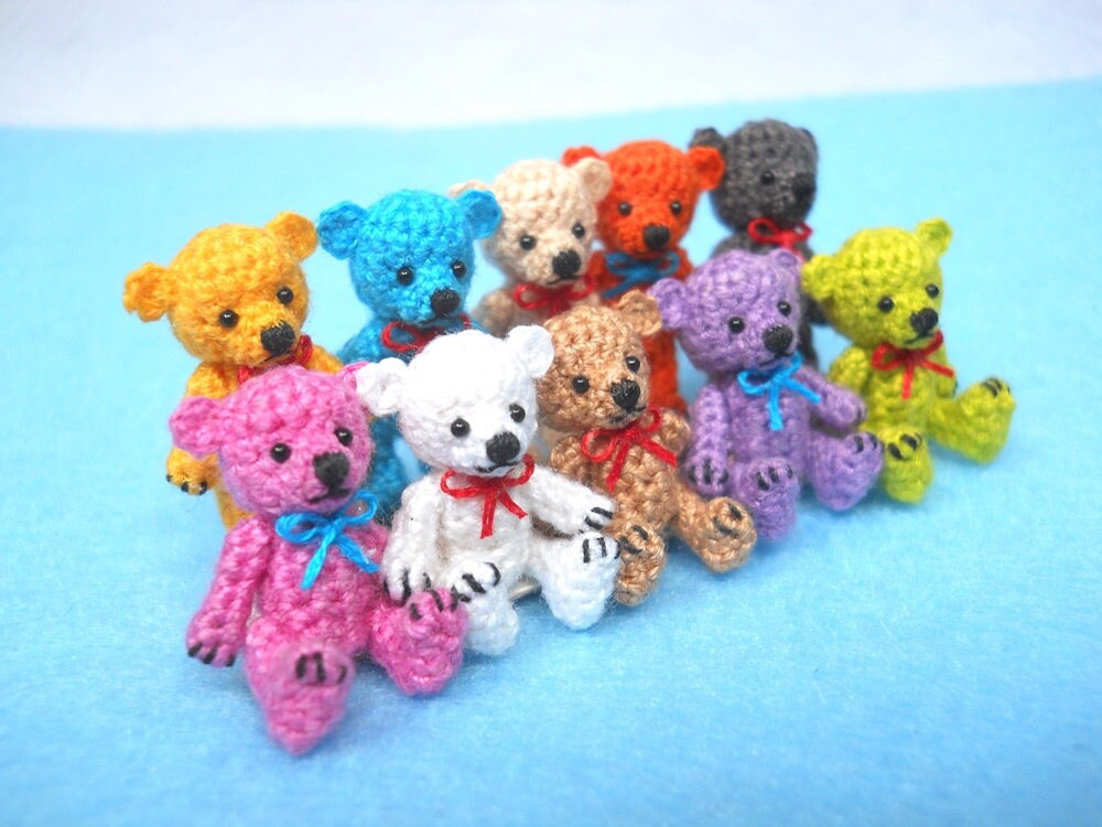Micro Bear 1 Inch - Miniature Teddy Bear, Amigurumi Crocheted Bear - Made To Order