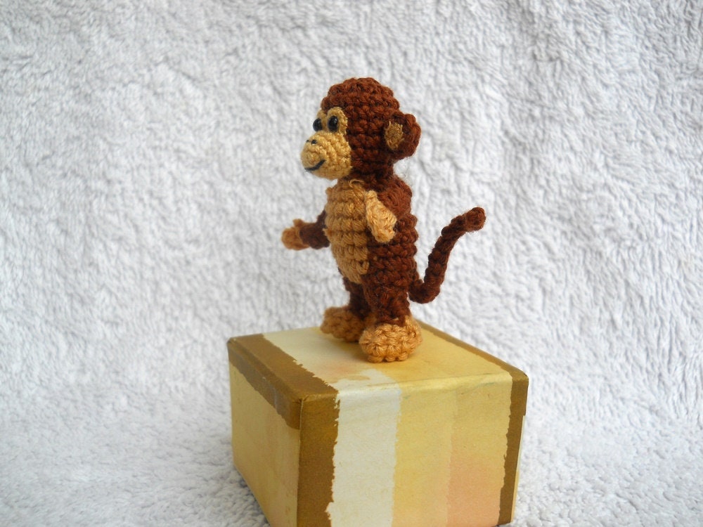 Mini Crocheted Monkey 2 inches - Miniature Monkey Stuffed Animal - Made To Order