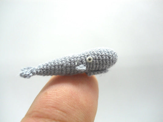 Micro Mini Sperm Whale - Tiny Crochet Amigurumi Whale Stuffed Animal