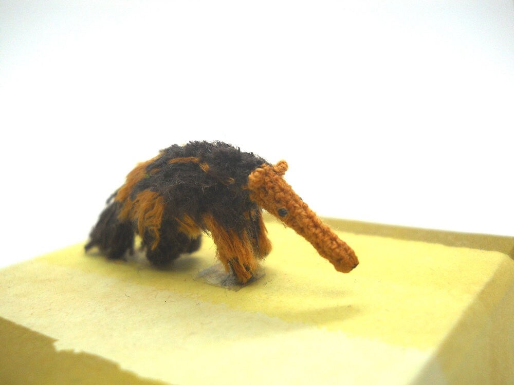 Miniature Giant Anteater - Crochet Stuffed Animal, Mini Anteater.