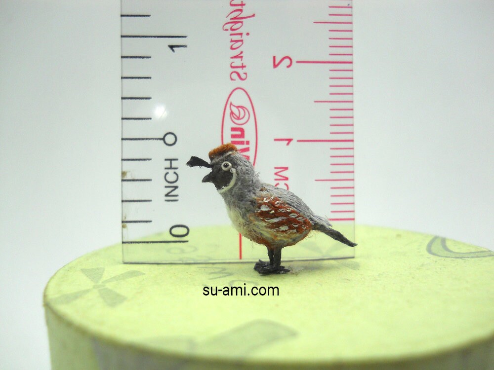 Miniature California Quail - Micro Amigurumi Crochet Bird - Made To Order