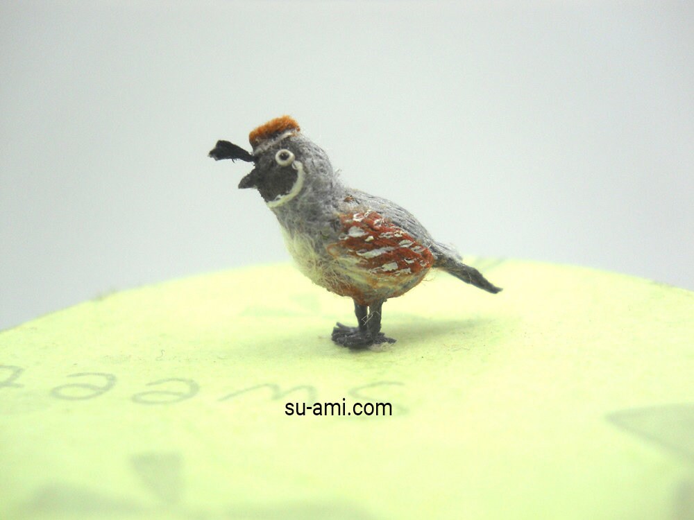 Miniature California Quail - Micro Amigurumi Crochet Bird - Made To Order