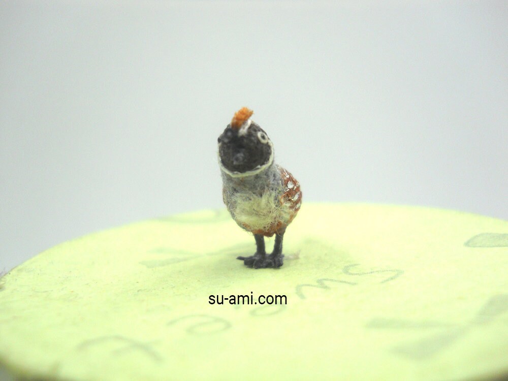 Miniature California Quail - Micro Amigurumi Crochet Bird - Made To Order