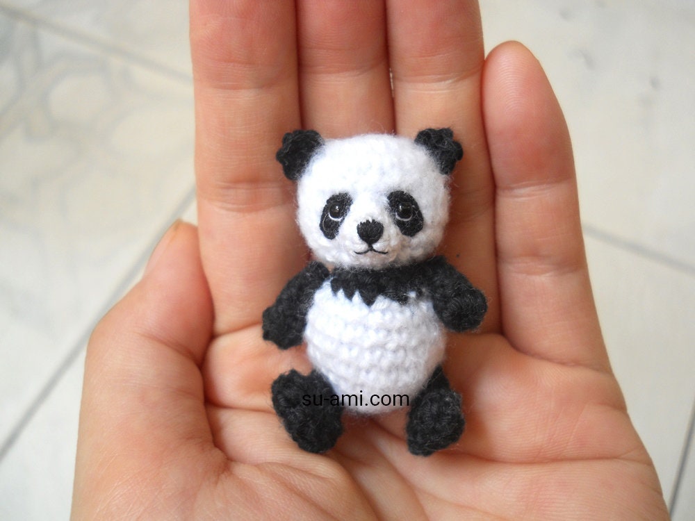 Panda Bear Amigurumi - Crochet Miniature Bear Stuffed Animals - Made To Order
