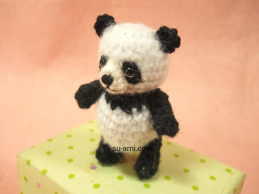 Panda Bear Amigurumi - Crochet Miniature Bear Stuffed Animals - Made To Order