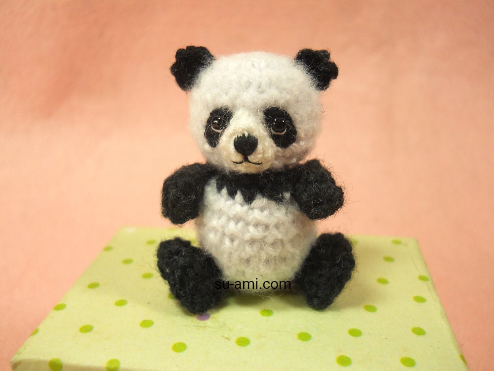 Panda Bear Amigurumi - Crochet Miniature Bear Stuffed Animals - Made To Order
