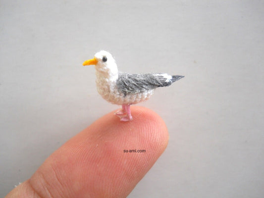 Miniature Crochet Seagull  - Micro Amigurumi Seabird - Made To Order