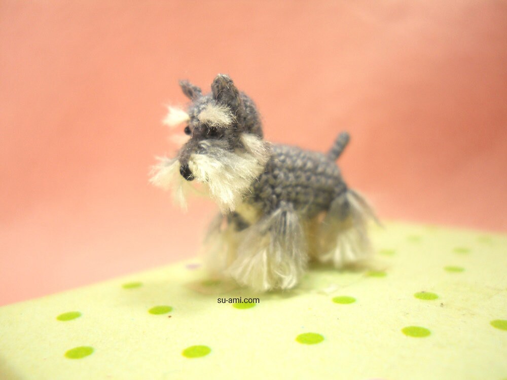 Miniature Schnauzer - Micro amigurumi Tiny Crochet Dog - Made To Order
