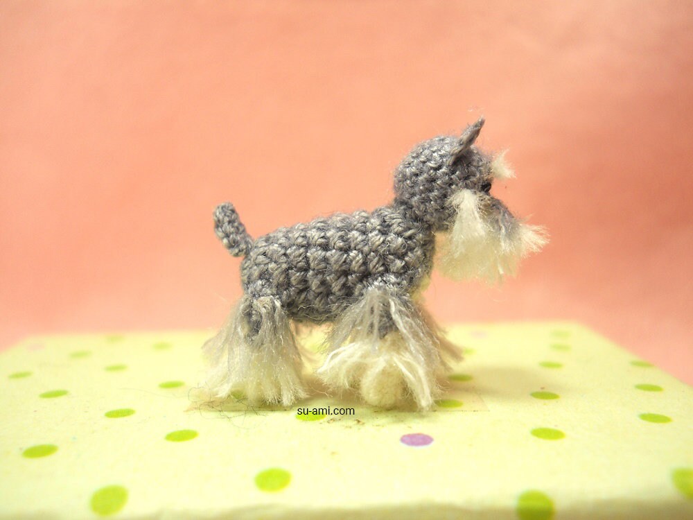 Miniature Schnauzer - Micro amigurumi Tiny Crochet Dog - Made To Order