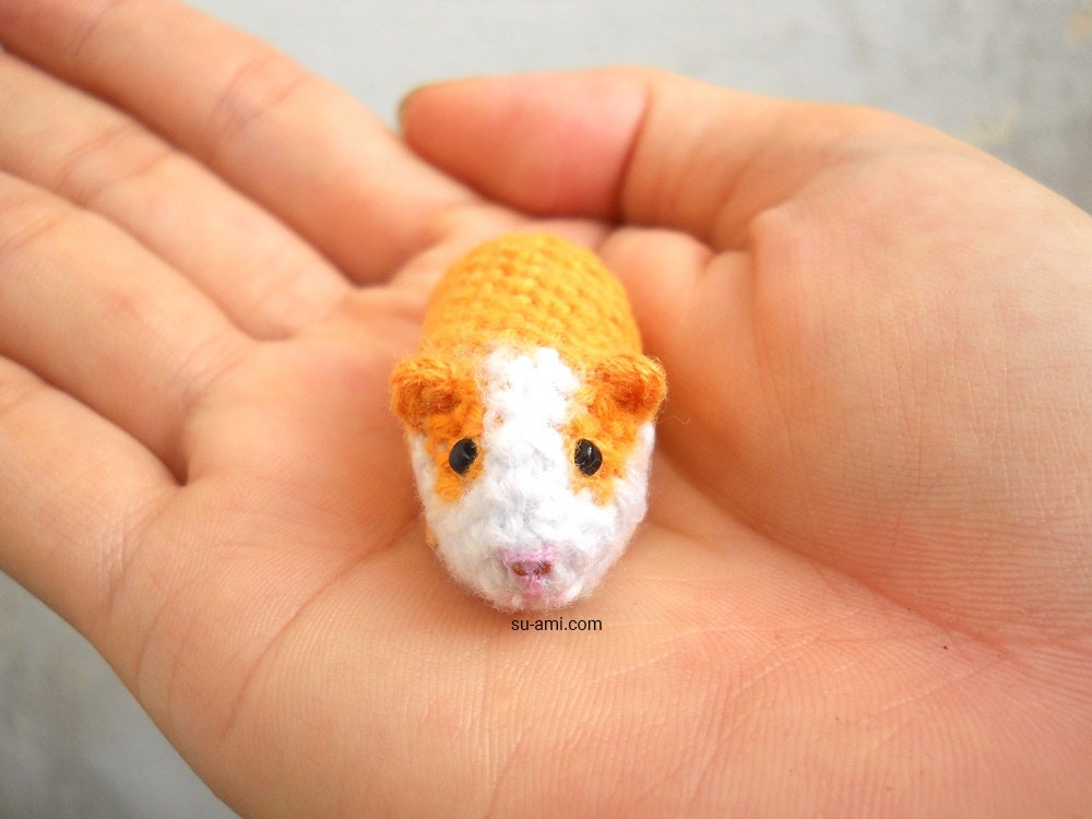 Miniature Guinea Pig - Tiny Crochet Dollhouse Tiny Stuffed Animal - Made To Order
