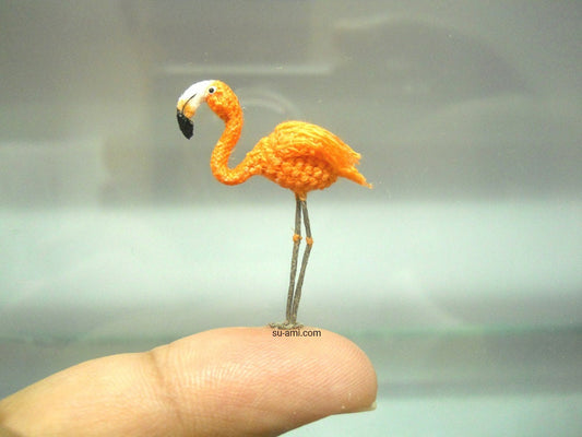 Miniature Flamingo - Micro Amigurumi Miniature Crochet Bird Stuffed Animal - Made To Order