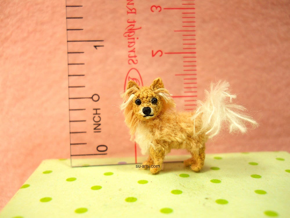 Long Hair Chihuahua Dog - Amigurumi Crochet Tiny Dog Stuff Animal - Made to Order